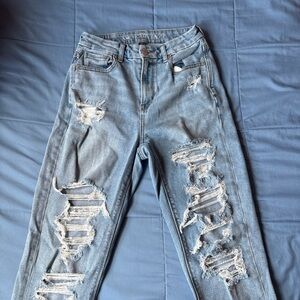 American Eagle Outfitters Blue Mom Jean Distressed Jeans